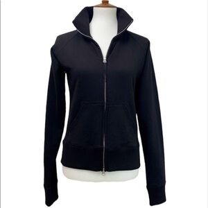 Enza Black High Neck  Zip Up Sweater
